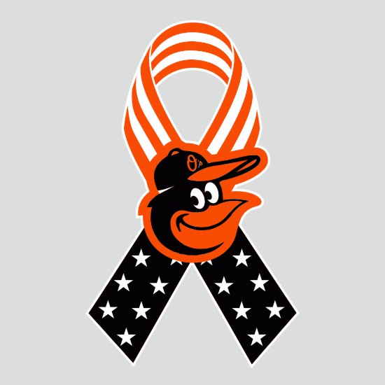 Baltimore Orioles Ribbon American Flag logo iron on paper